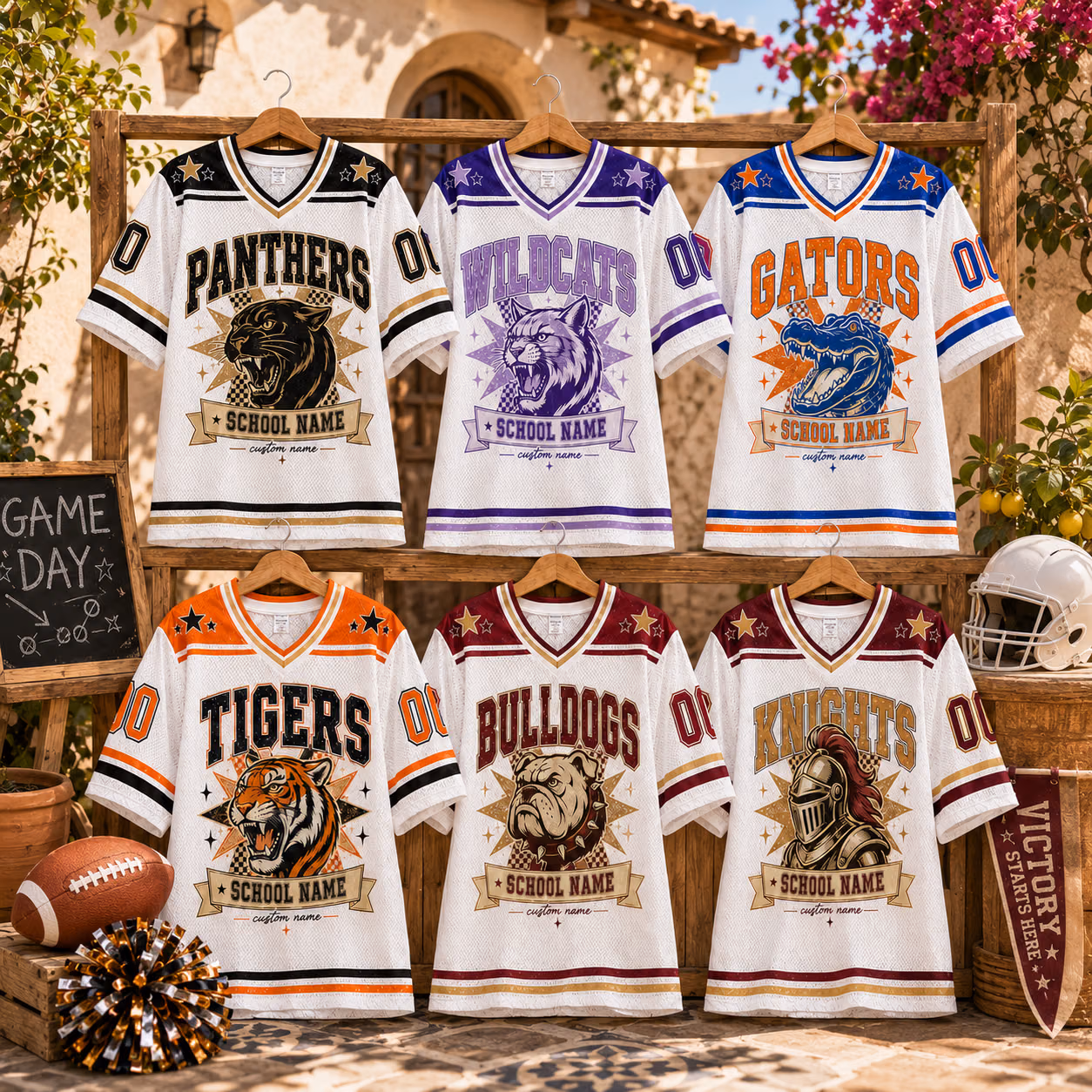 Custom Vintage Football Jersey – Personalized School Mascot Game Day Spirit Shirt