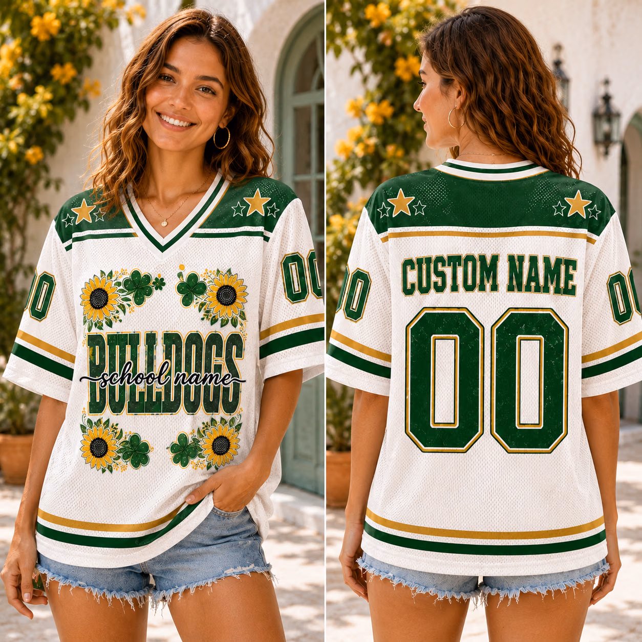 Alternative view of Custom College Football Jersey - Personalized Sunflower Mascot Shirt