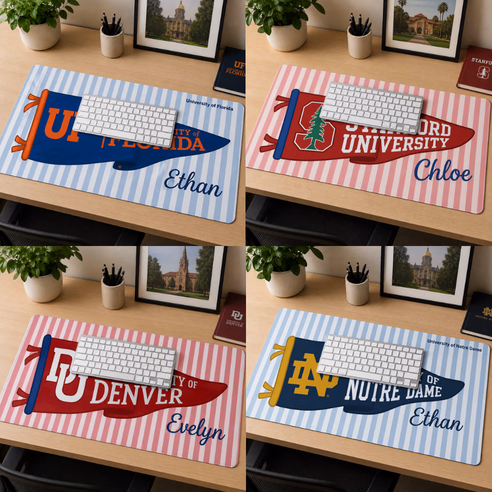 Personalized Desk Mat - College Pennant School Spirit Desk Pad