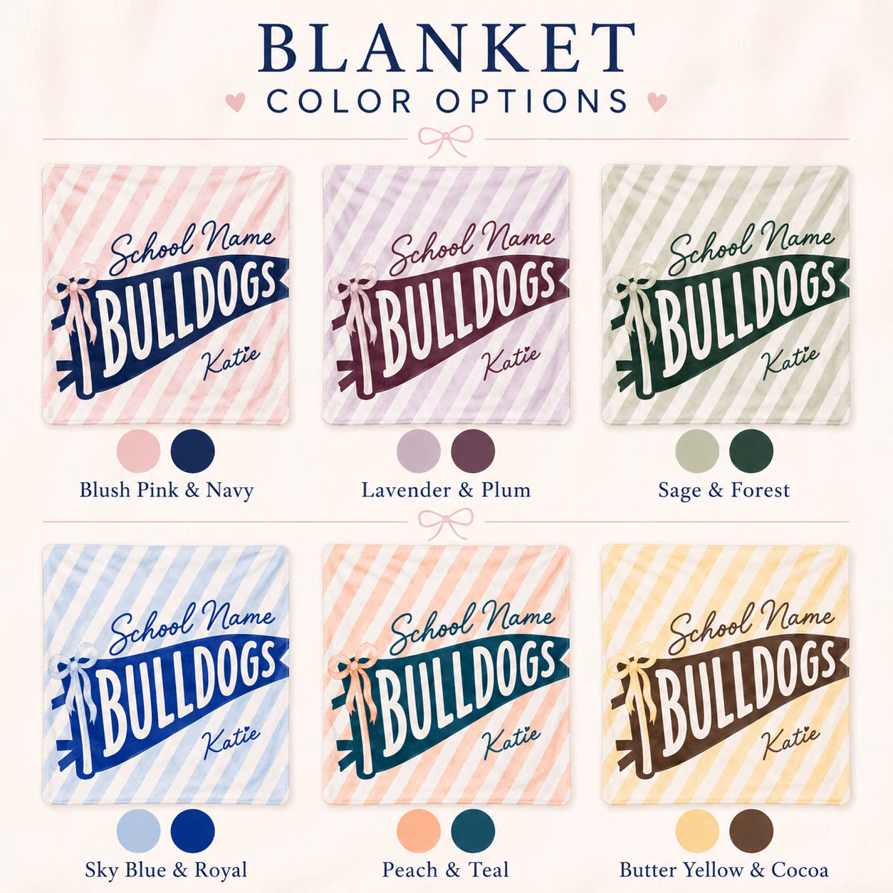 Custom College Blanket - Ribbon Pennant School Spirit Fleece