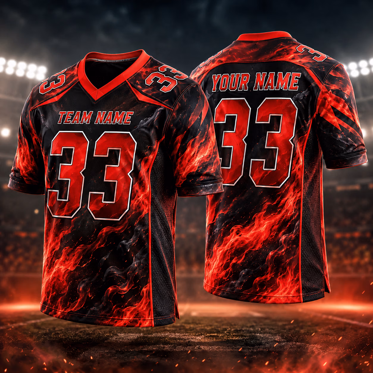 Custom Football Team Jersey - Bold Flame Graphic Game Day Outfit 4 Custom Football Team Jersey - Bold Flame Graphic Game Day Outfit - Image 4
