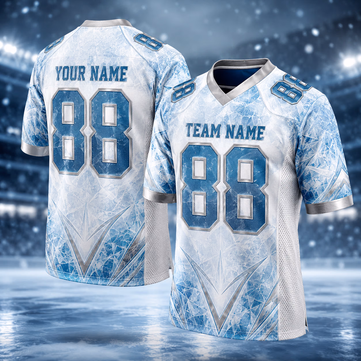 Alternative view of Custom Football Team Jersey, Personalized Ice Crack Game Day Shirt