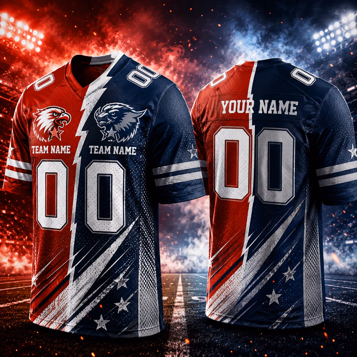 Cool Custom Football Jersey - Epic Split Eagle Mascot Game Outfit
