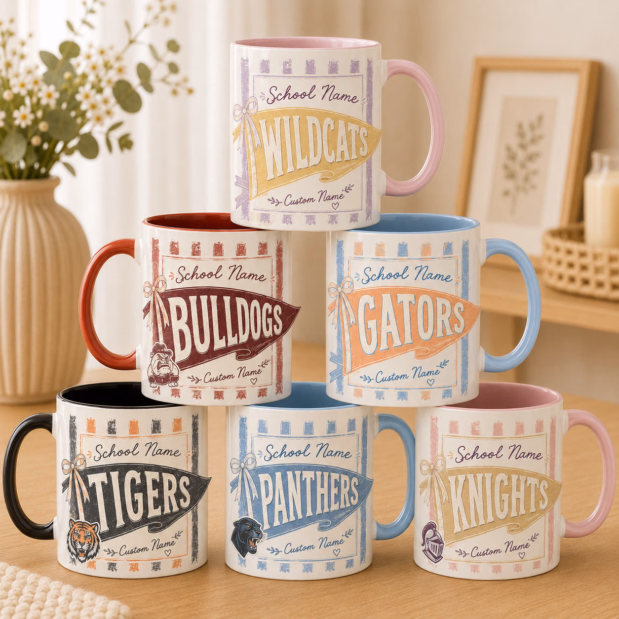 Custom School Team Accent Mug - Personalized Mascot Game Day Gift