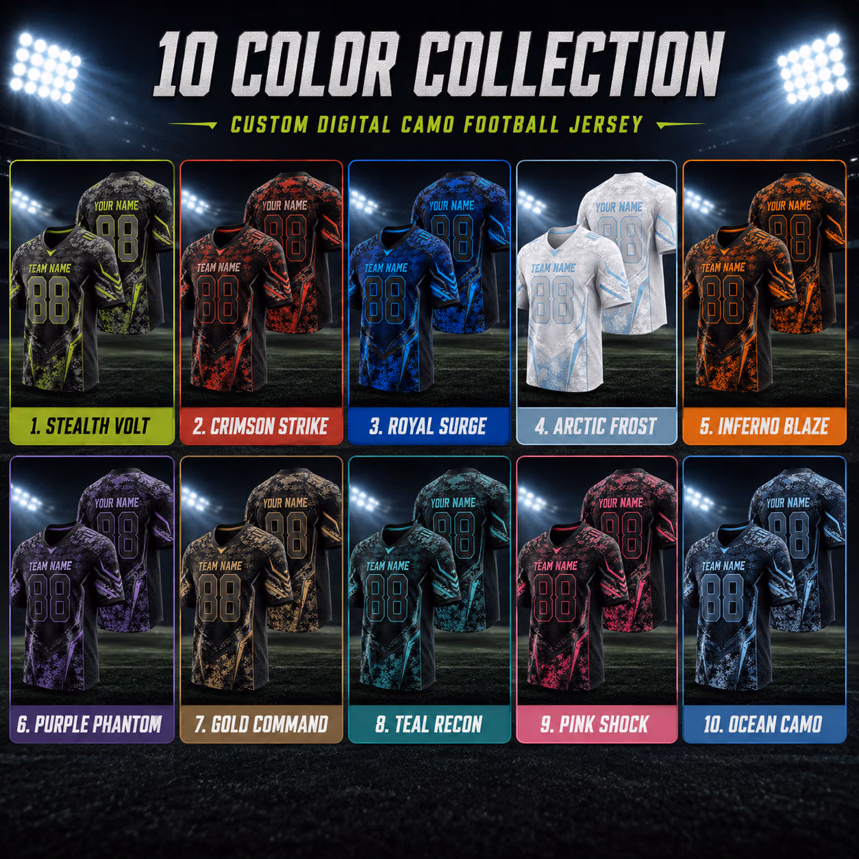 Custom Digital Camo Football Jersey Collection- Personalized Game Day Outfit 3 Custom Digital Camo Football Jersey Collection- Personalized Game Day Outfit - Image 3