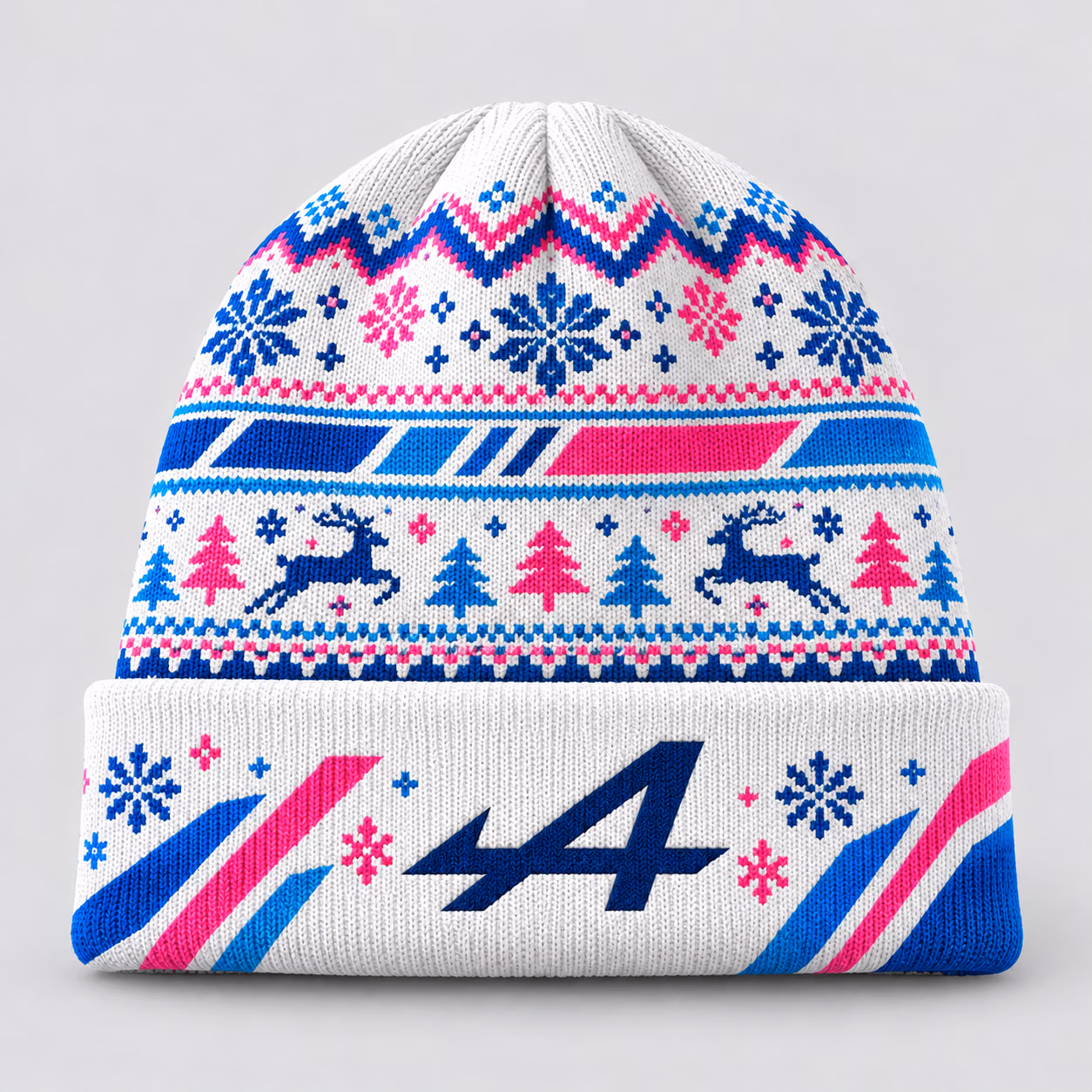 Alternative view of ALP Team White Blue Pink Winter Inspired Racing Beanie Hat