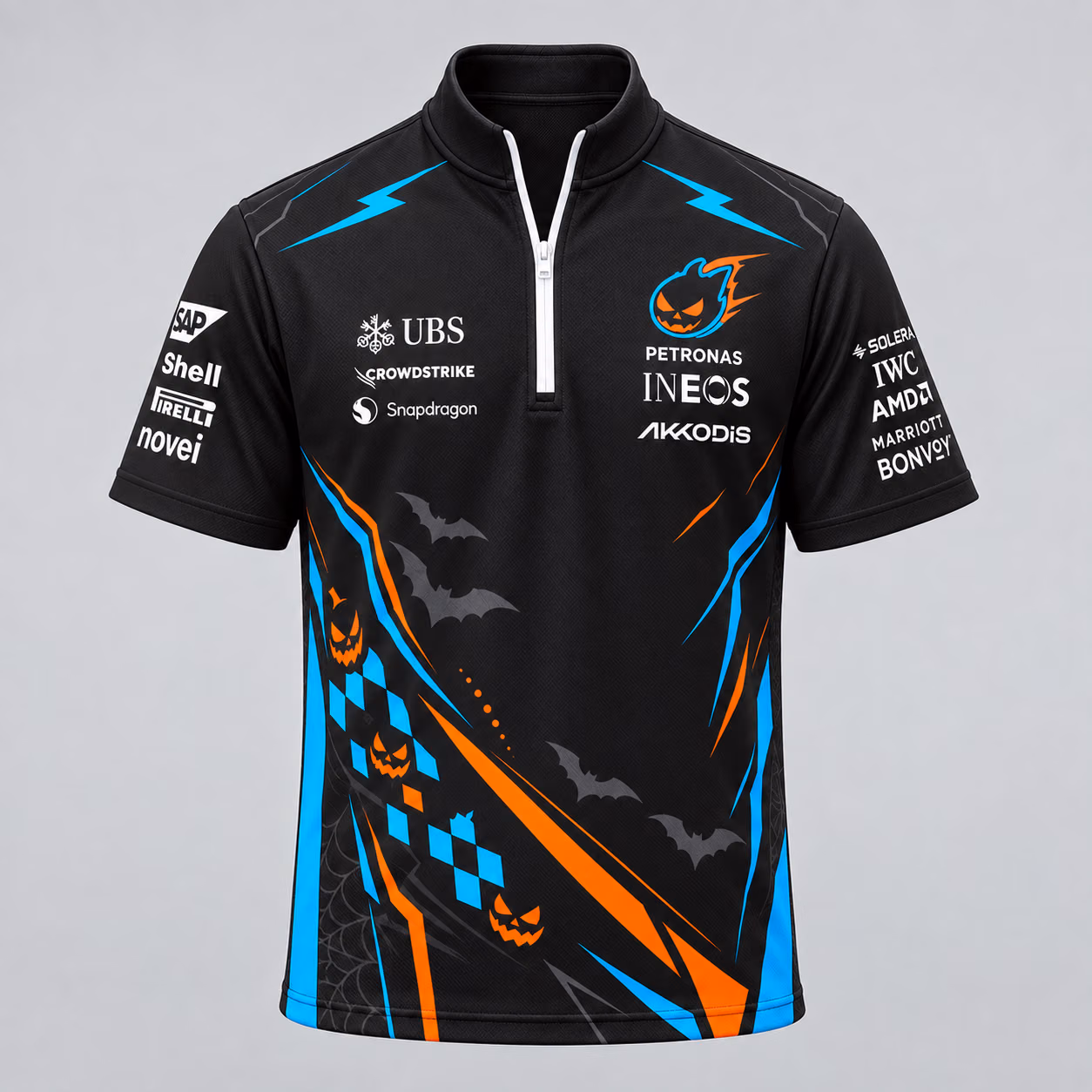Alternative view of AMG F1 Team Cyber Neon Edition Custom Halloween Quarter Zip Shirt