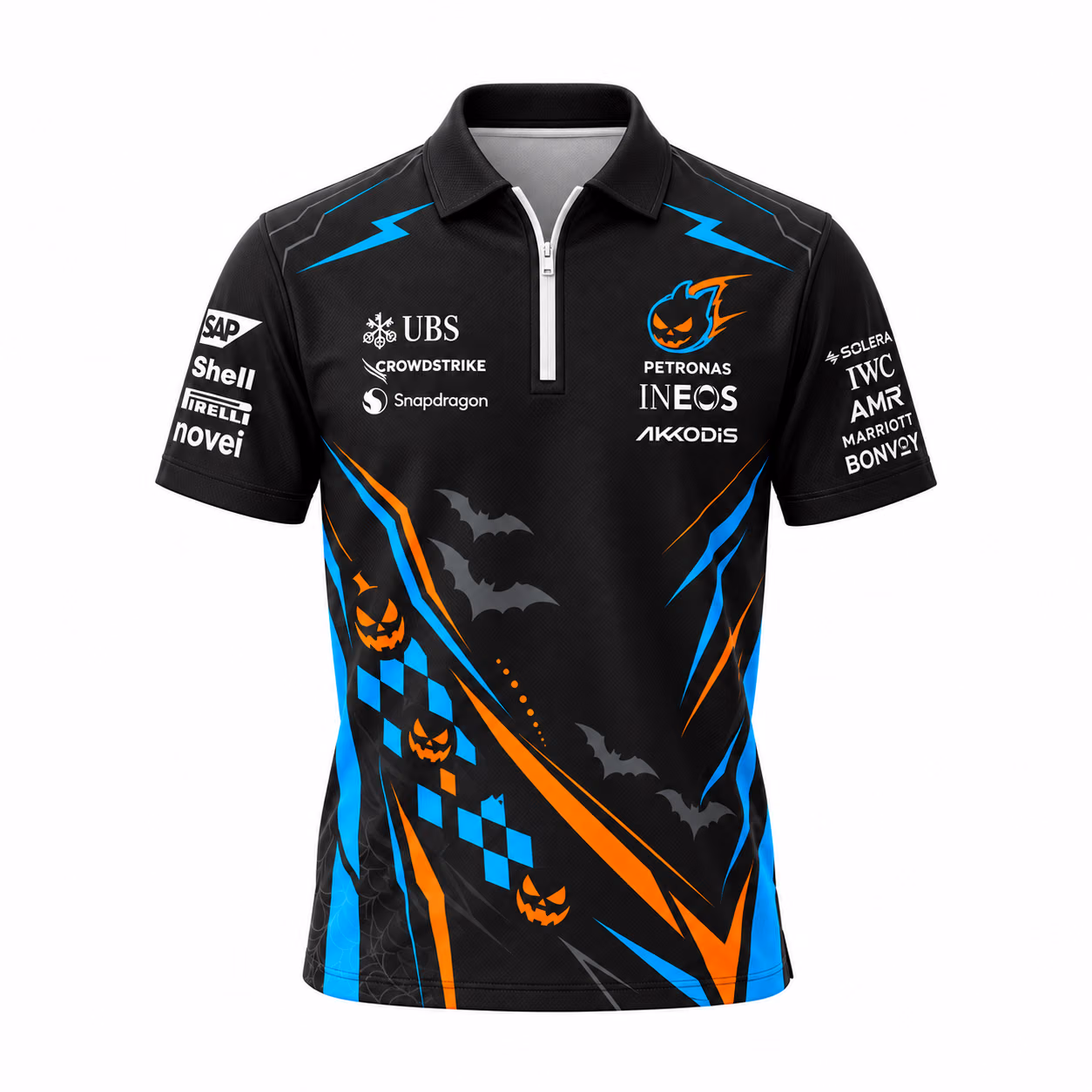 Alternative view of AMG F1 Team Cyber Neon Edition Custom Halloween Quarter Zip Shirt