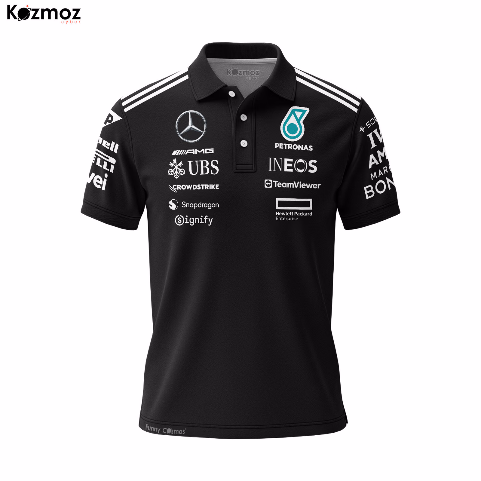 Alternative view of AMG Petronas 2025 Racing Polo Shirt Team Black Polo