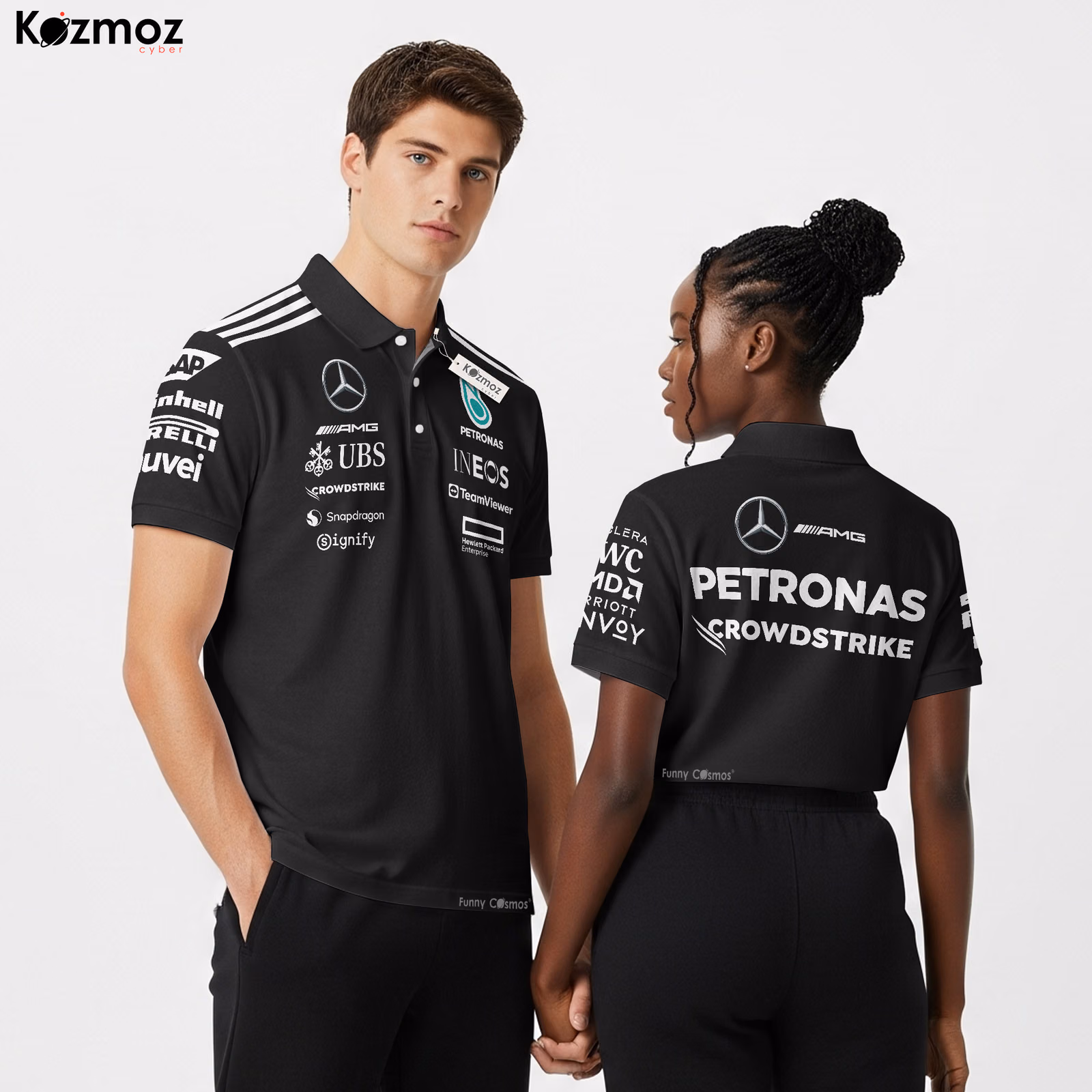 AMG Petronas 2025 Racing Polo Shirt Team Black Polo