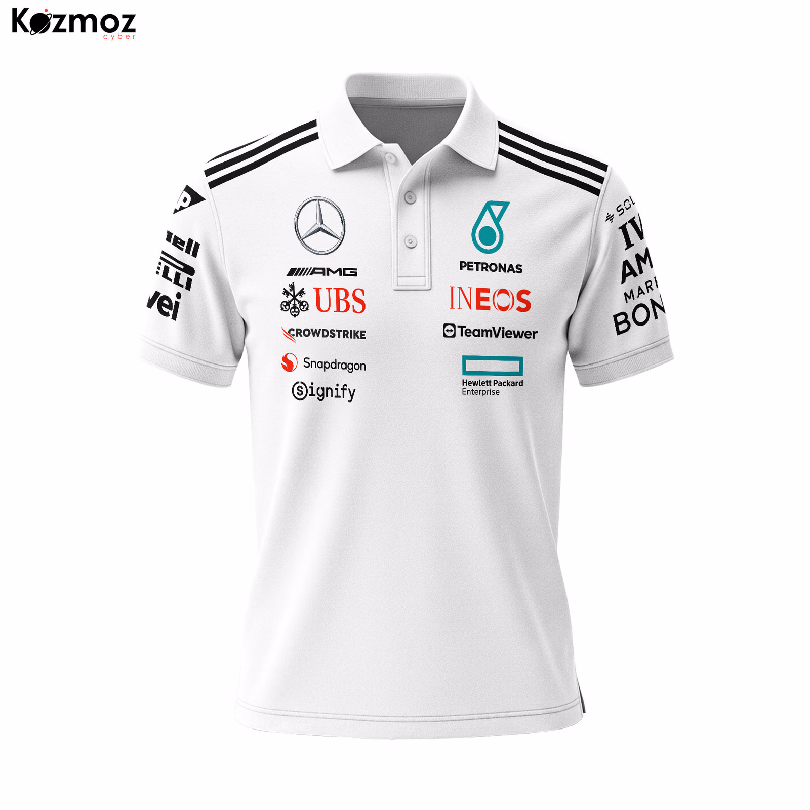 Alternative view of AMG Petronas 2025 Racing Polo Shirt Team White Polo