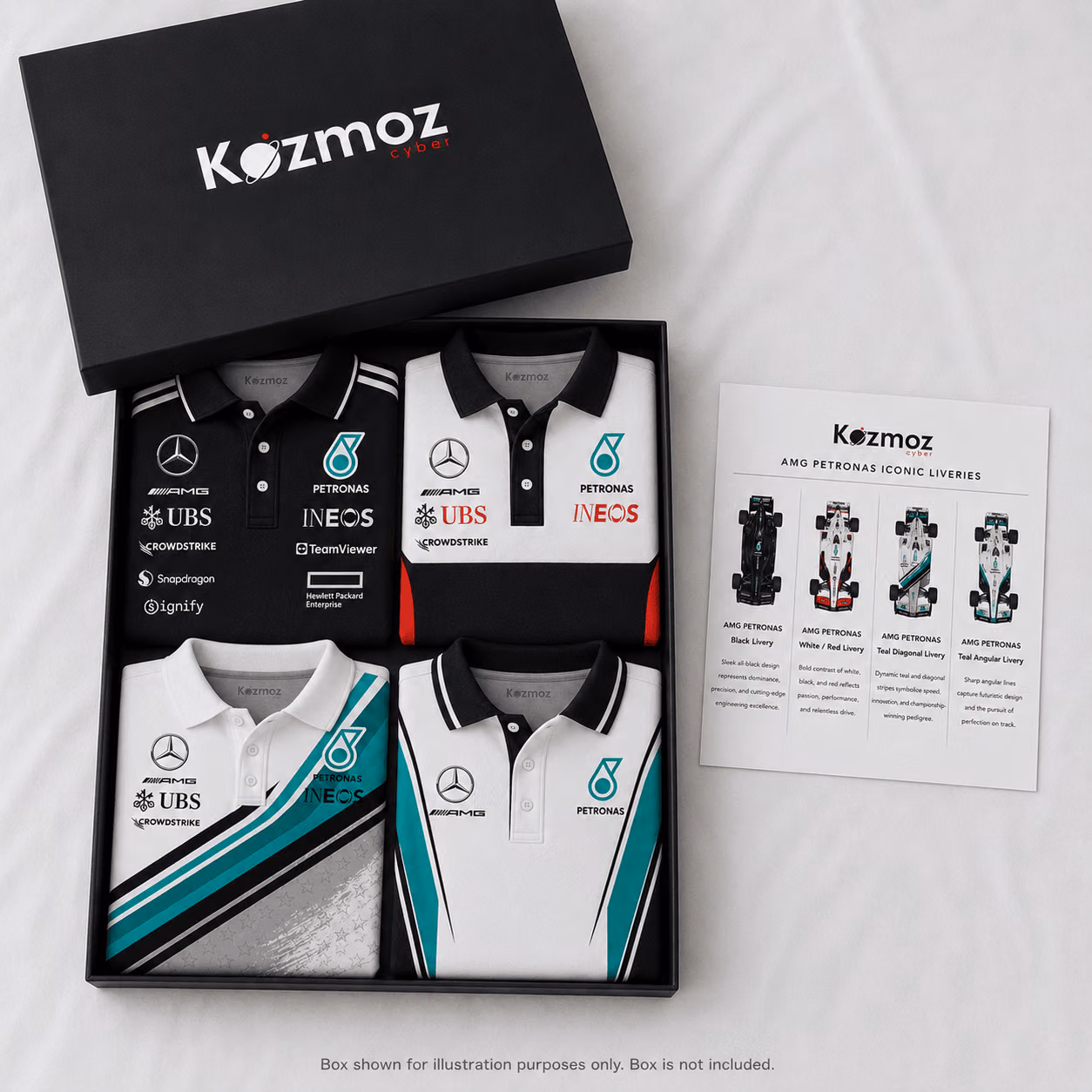 Petronas Silver & Teal Grand Prix Paddock Polo Shirt 3-Pack Bundle Gift Set - 230 GSM Pique Knit
