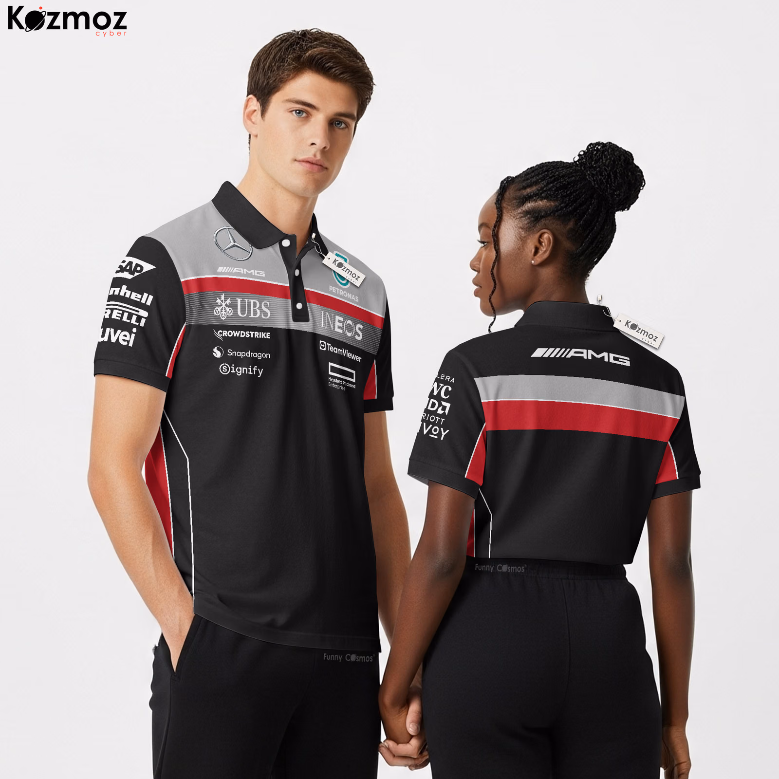 AMG Petronas Racing Shirt Polo - Motorsport Fans Gear Tee