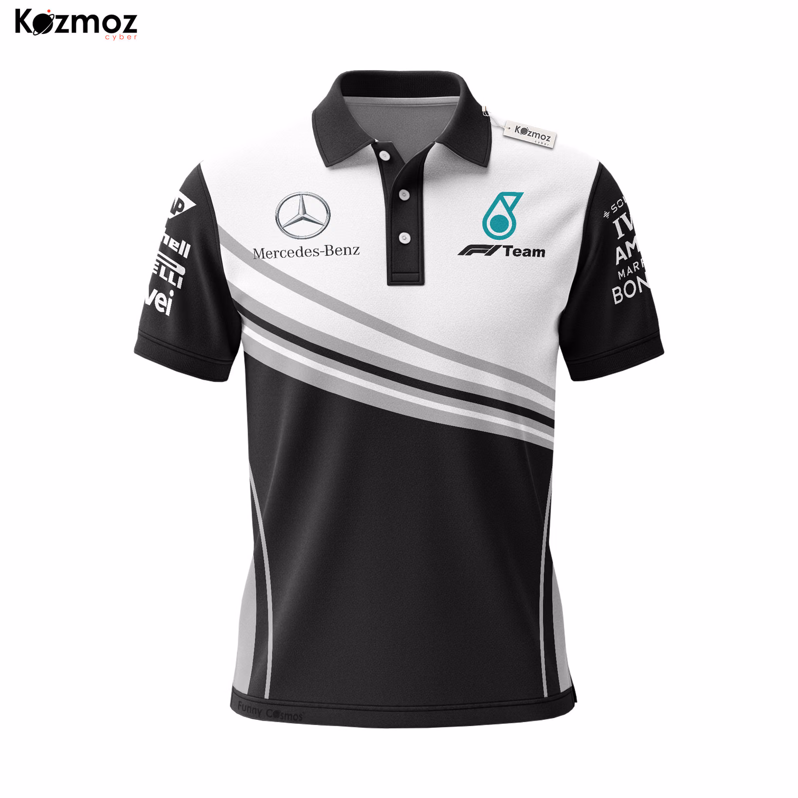 Alternative view of AMG Petronas Polo Shirt - Classic Monochrome Look Fanwear