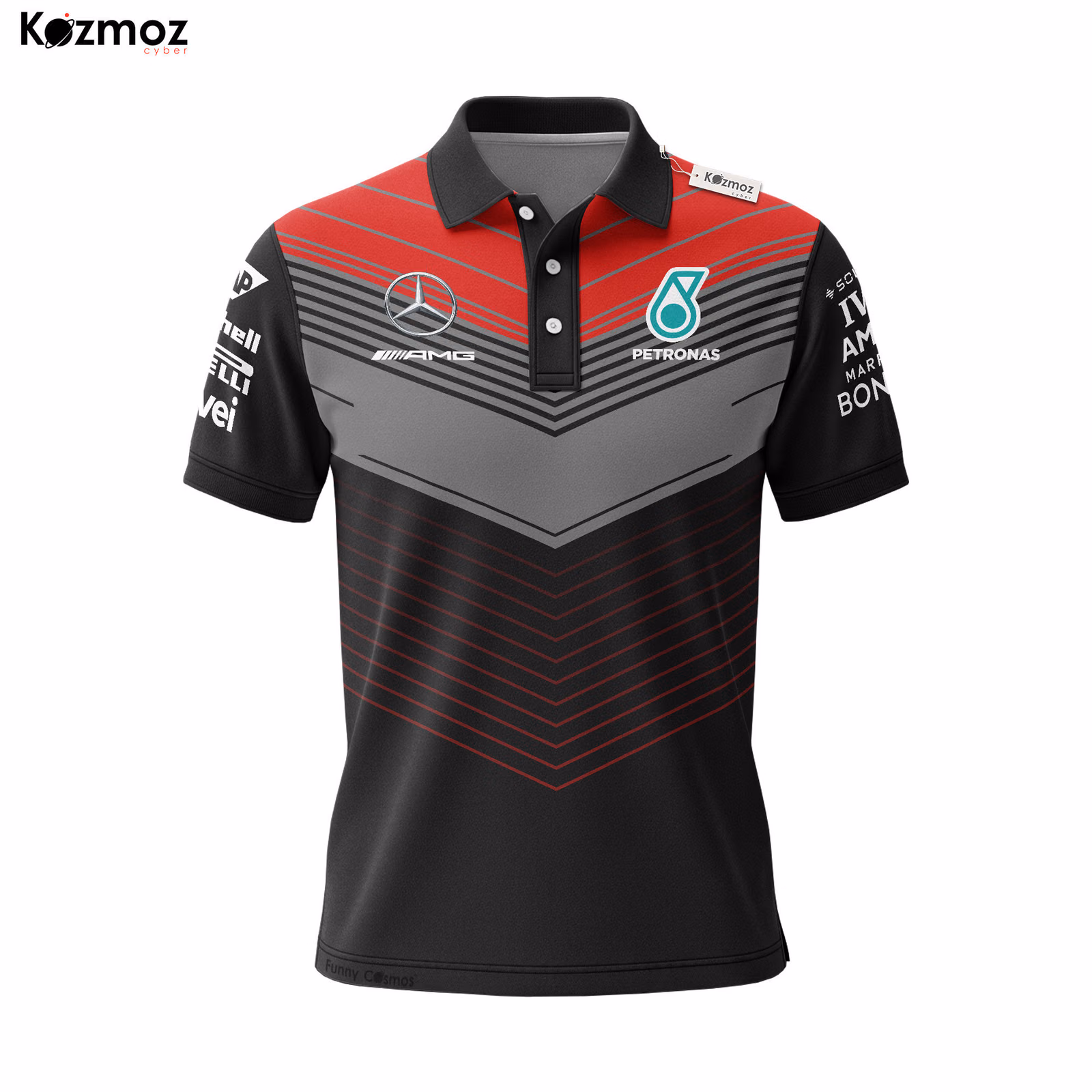 Alternative view of AMG Petronas Polo Shirt - Red Gradient Arrows Track-Ready Fanwear