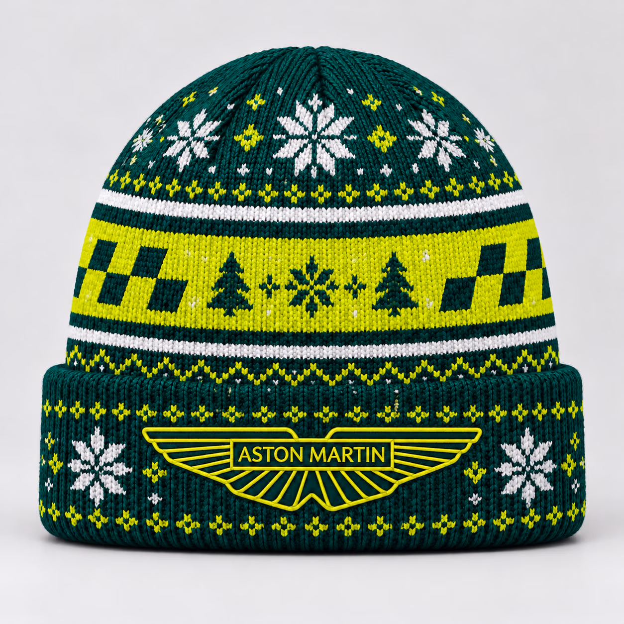 Alternative view of AMR Team British Green Lime Winter Inspired Racing Beanie Hat