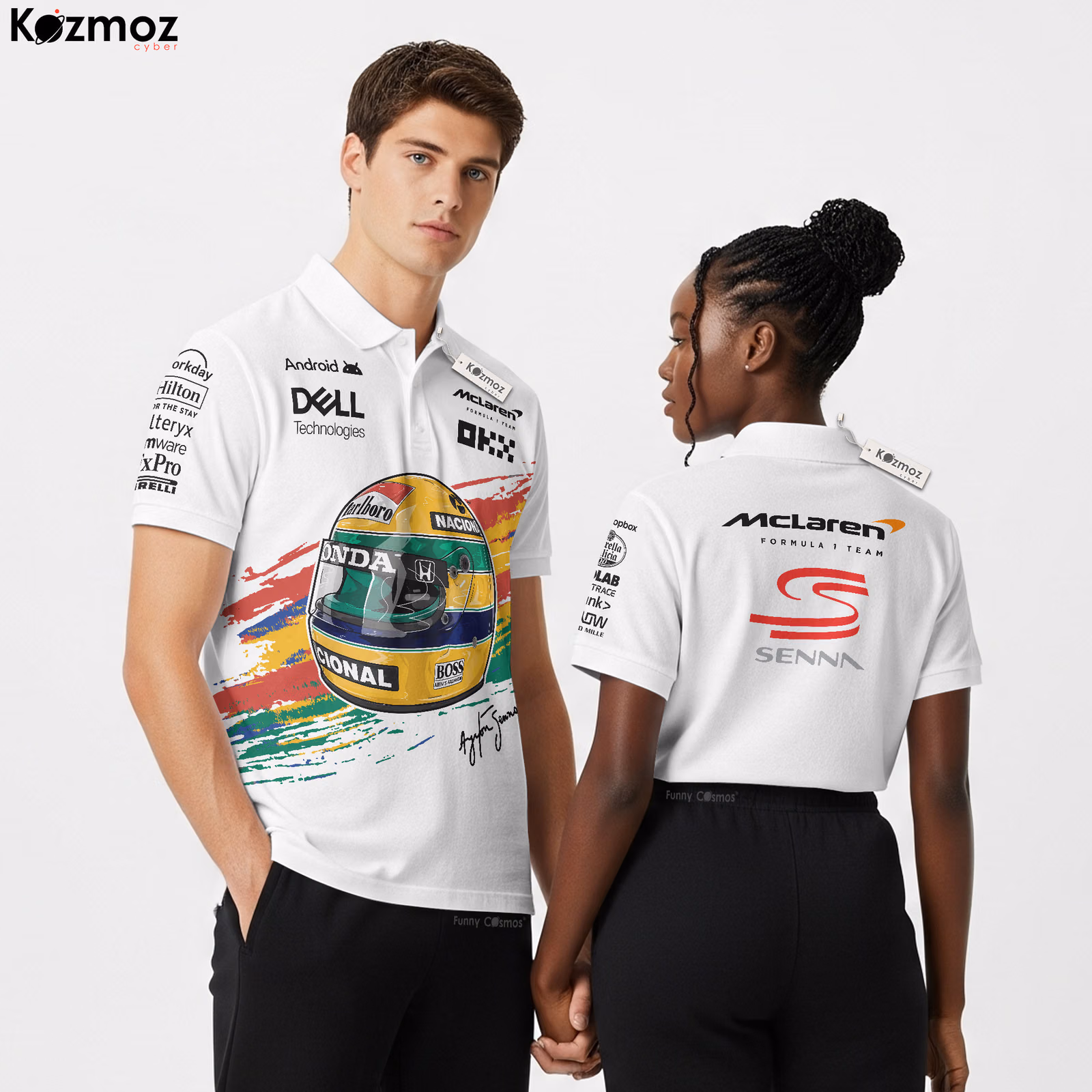 Magic Senna Polo Shirt (Black White Edition) - Mclaren Polo Team - 3