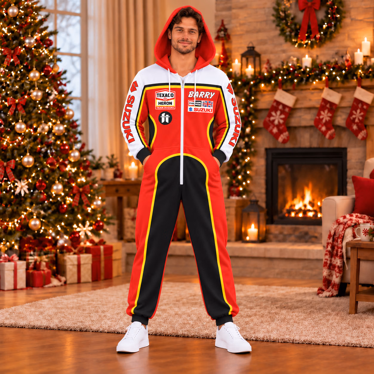 Alternative view of Barry Sheene 1976 - Suzuki Racing Motorcycle Grand Prix Custom Racing Onesies Pajamas