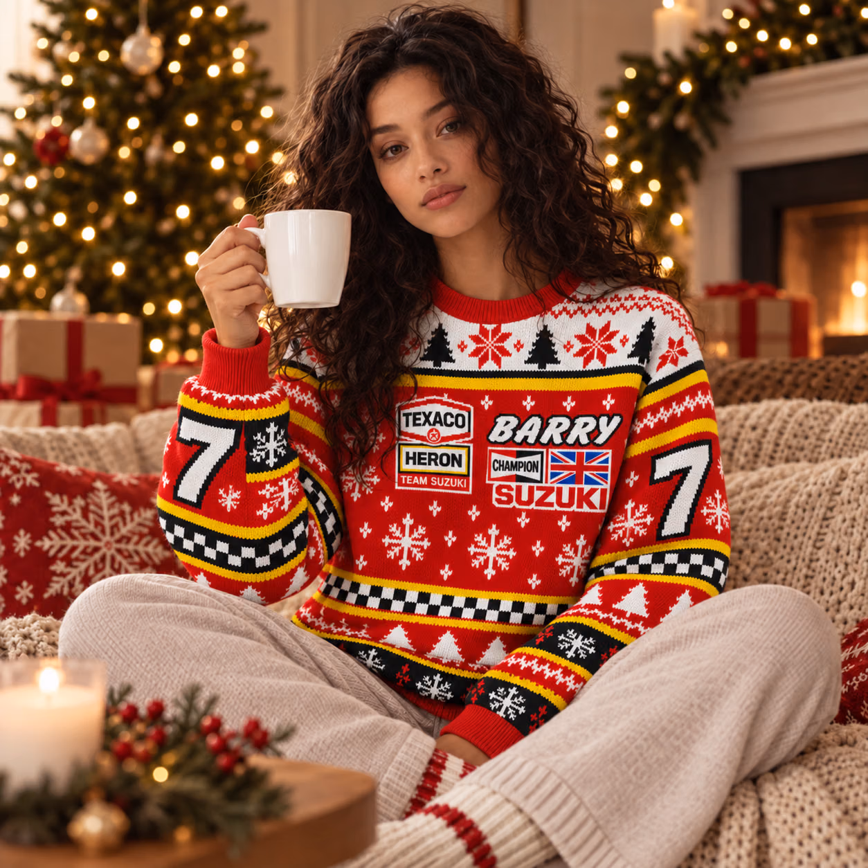 Alternative view of Barry Sheene 1976 Suzuki Racung Ugly Christmas Sweater