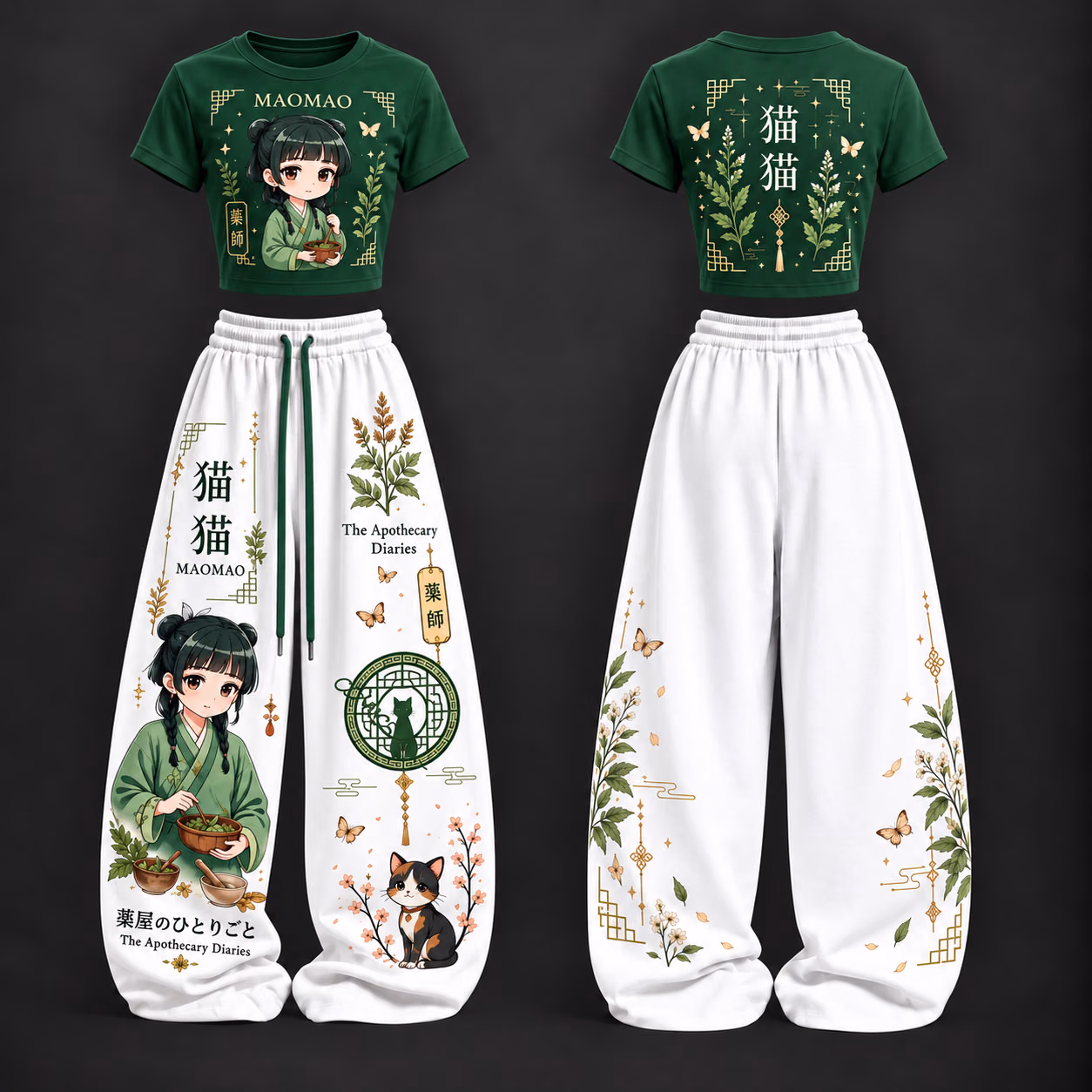 Little Herbalist Girl Imperial Palace Mysteries Crop top And Baggy Set Anime Clothes
