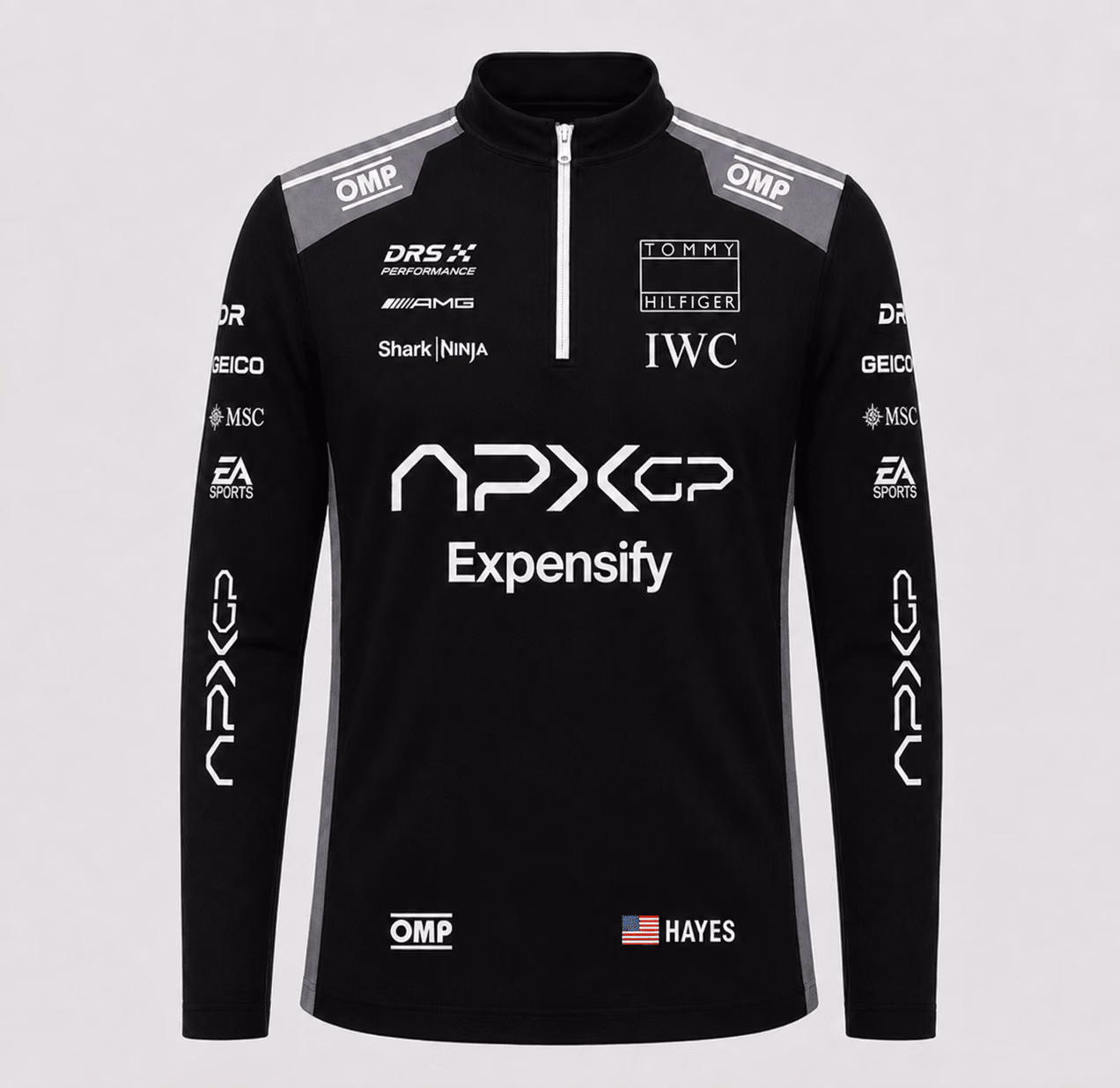 Alternative view of Brad Pitt Racing Polo Shirt Sonny Hayes Movie Black Sleeve Quarter Zip