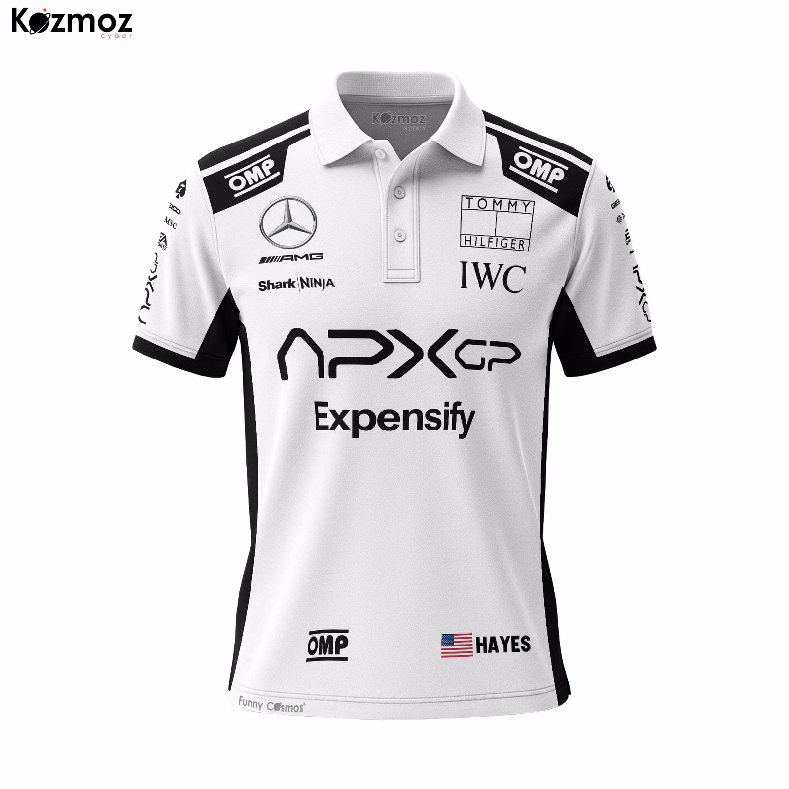 Alternative view of Brad Pitt Racing Polo - Sonny Hayes Movie White Polo Shirt