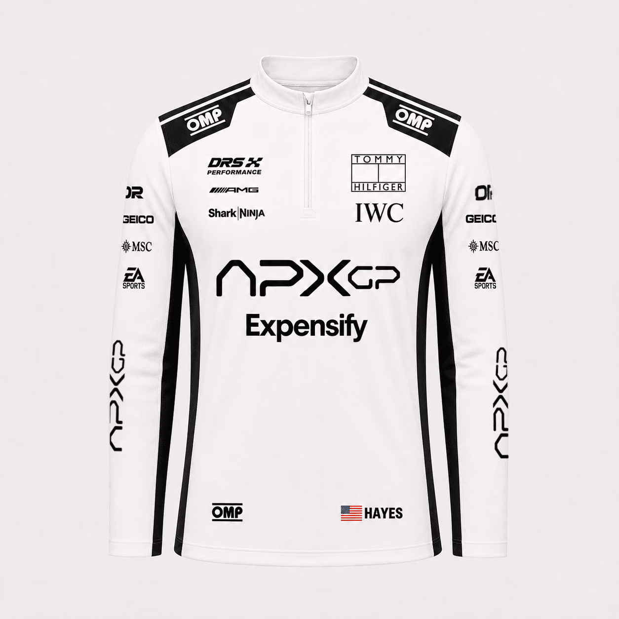 Alternative view of Brad Pitt Racing Polo - Sonny Hayes Movie White Sleeve Quarter Zip