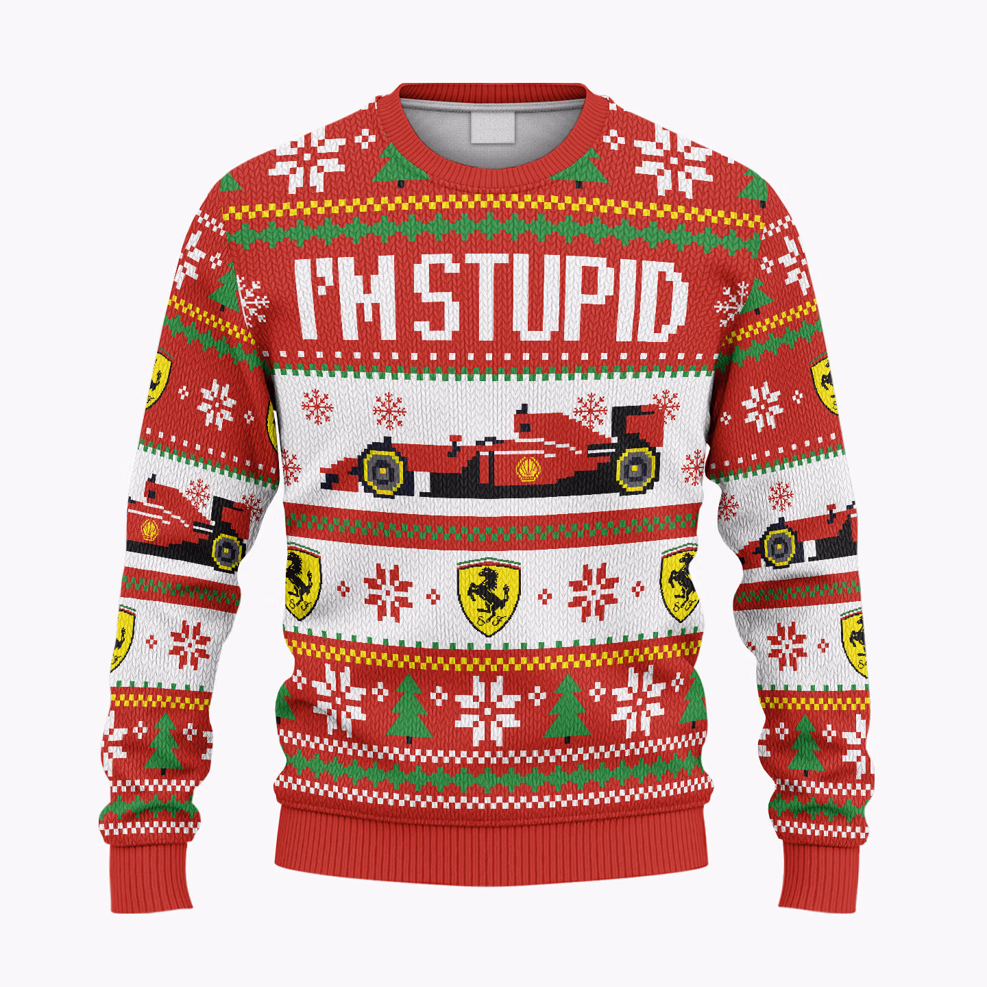 Alternative view of Charles Leclerc Ugly Christmas Sweater - SF “I’m Stupid” Edition Racing Holiday Sweater