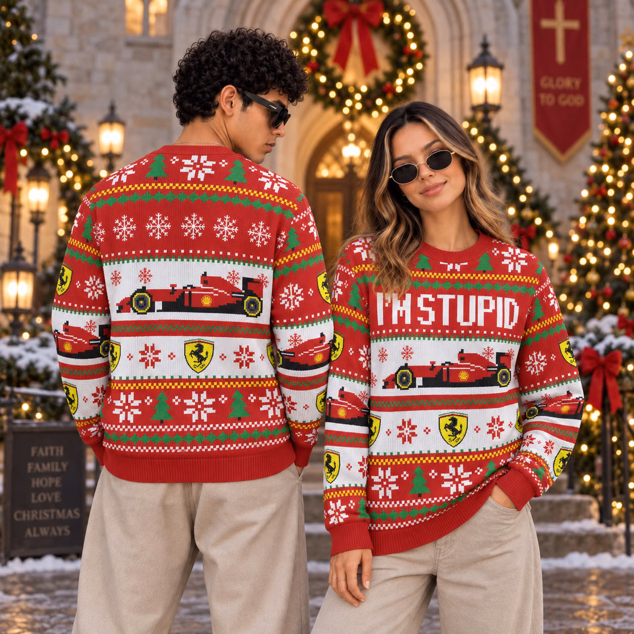 Charles Leclerc Ugly Christmas Sweater - SF “I’m Stupid” Edition Racing Holiday Sweater