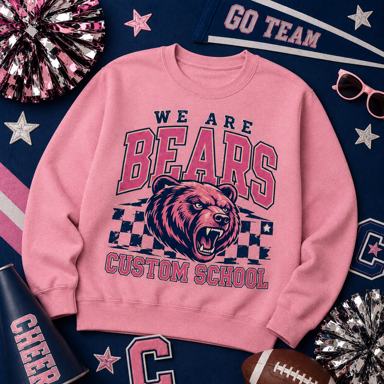 Custom College Sweatshirt - Personalized Checkered School Mascot 5 Custom College Sweatshirt - Personalized Checkered School Mascot - Image 5