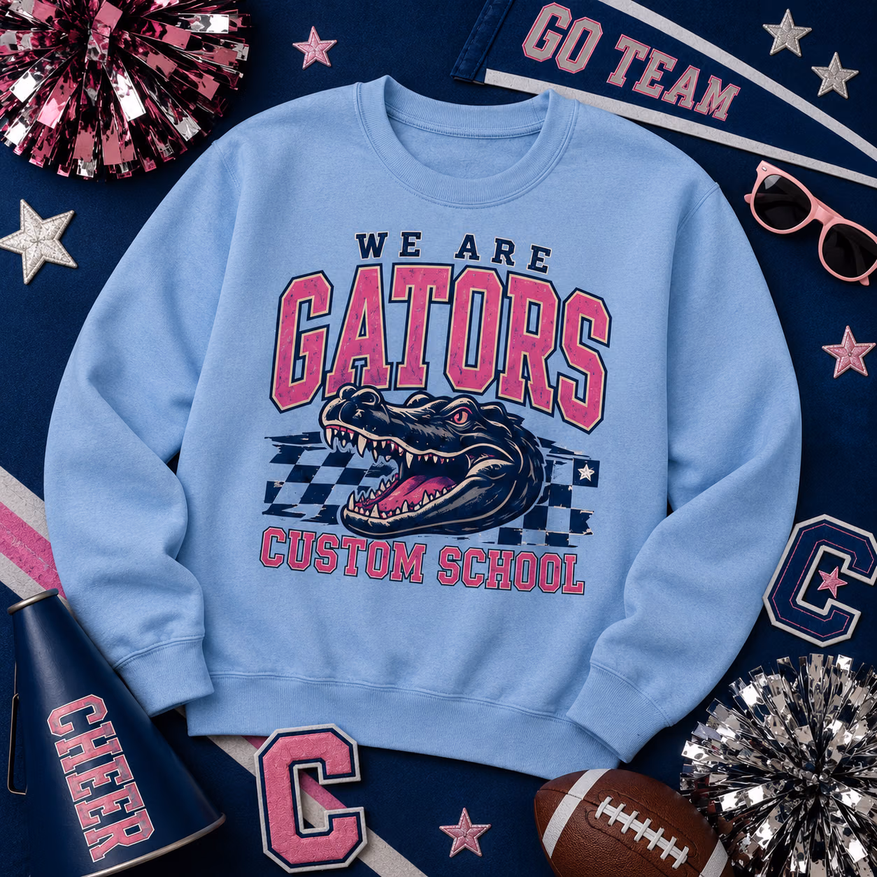 Custom College Sweatshirt - Personalized Checkered School Mascot 6 Custom College Sweatshirt - Personalized Checkered School Mascot - Image 6