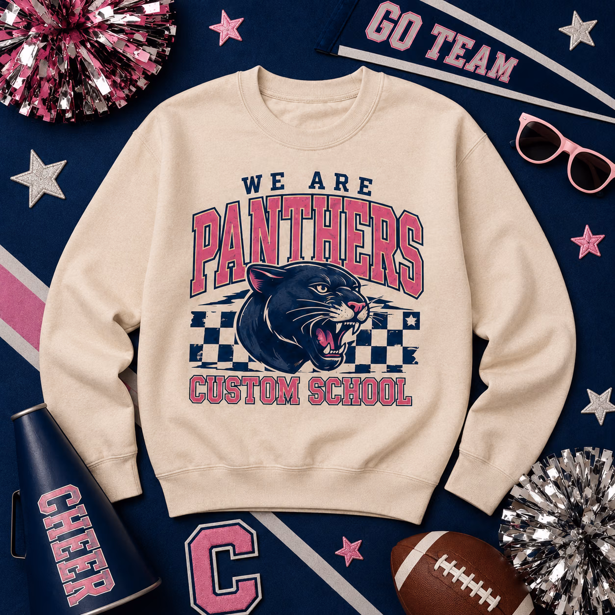 Custom College Sweatshirt - Personalized Checkered School Mascot 4 Custom College Sweatshirt - Personalized Checkered School Mascot - Image 4