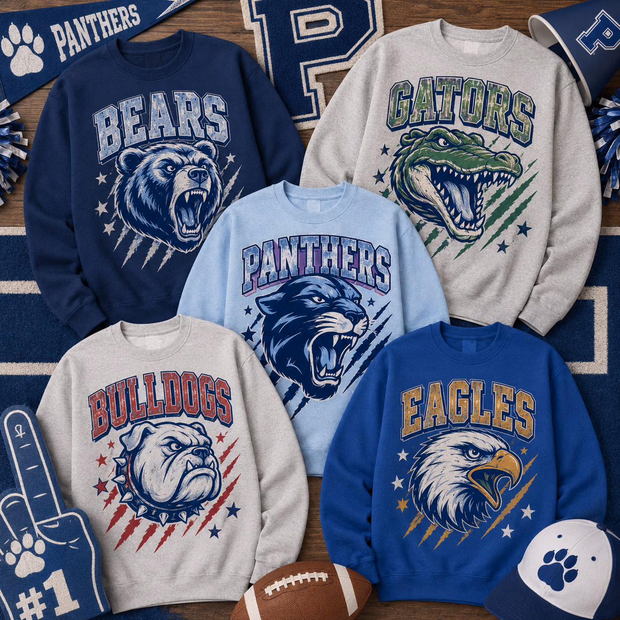 Custom College Sweatshirt - Personalized Vintage School Mascot Crewneck