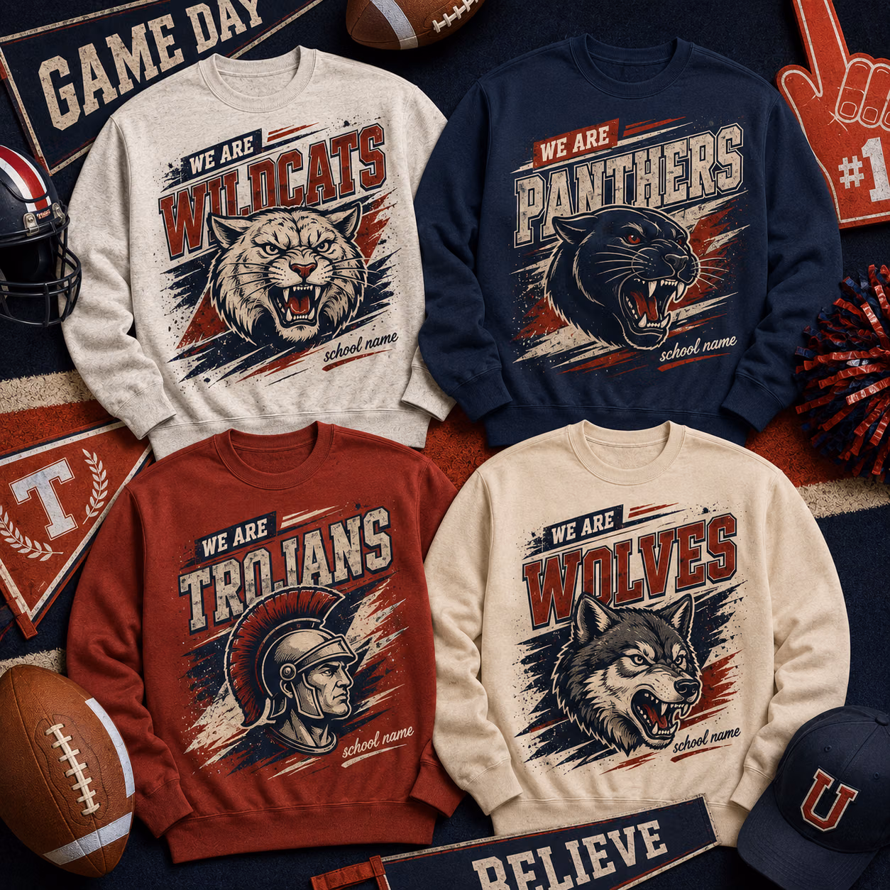 Custom College Sweatshirt - Personalized Vintage Mascot Crewneck