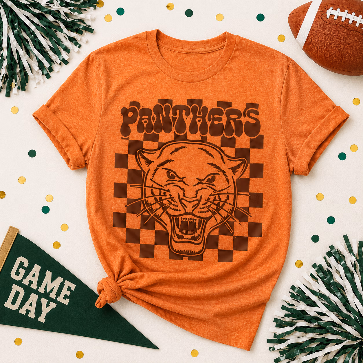 Custom College T-Shirt - Checkered School Mascot Game Day Tee 4 Custom College T-Shirt - Checkered School Mascot Game Day Tee - Image 4