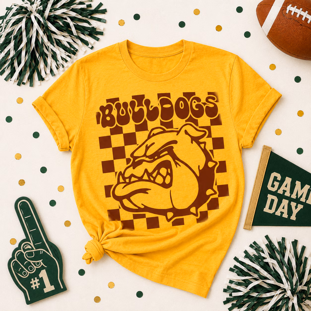 Custom College T-Shirt - Checkered School Mascot Game Day Tee 6 Custom College T-Shirt - Checkered School Mascot Game Day Tee - Image 6