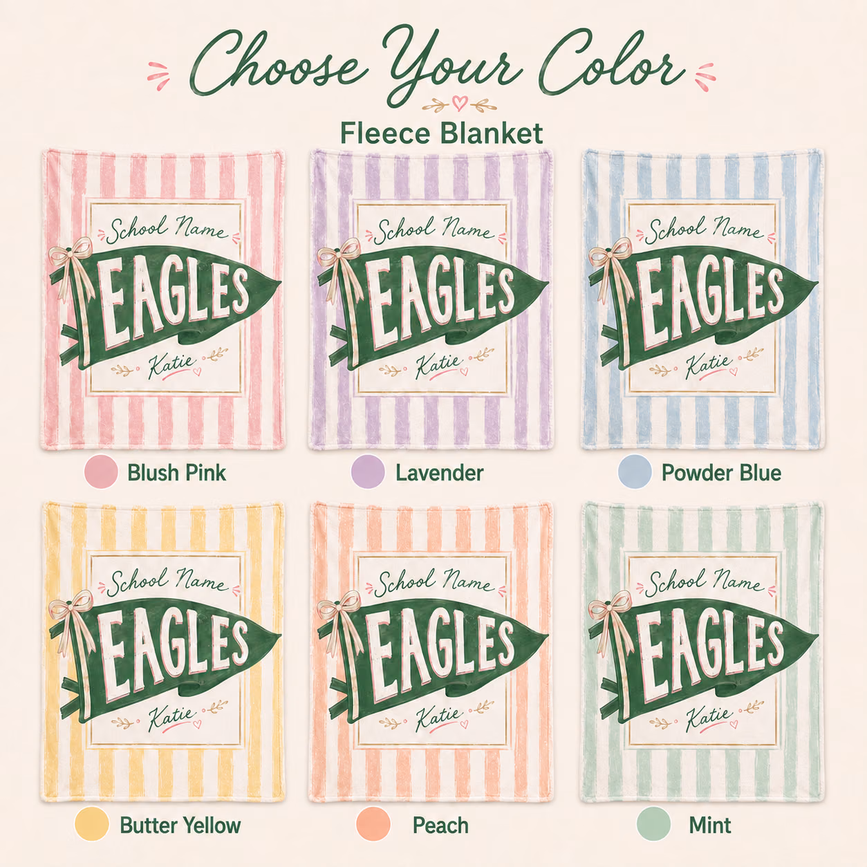 Custom College Blanket - Pennant Mascot School Spirit Fleece Throw