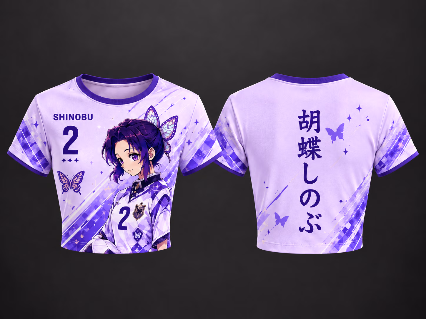 Alternative view of Wisteria Warrior Nichirin Blade Style Crop top And Baggy Set Anime Clothes