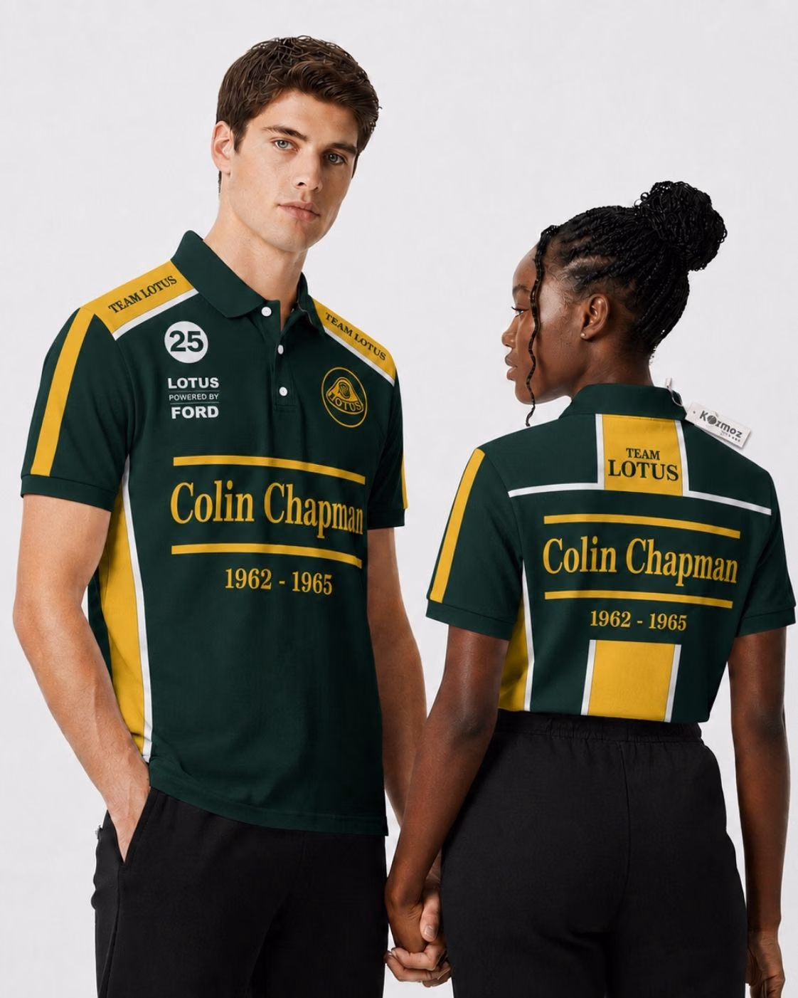 Colin Chapman Lotus 25 1962 - 1965 Green Yellow Custom Polo Shirt