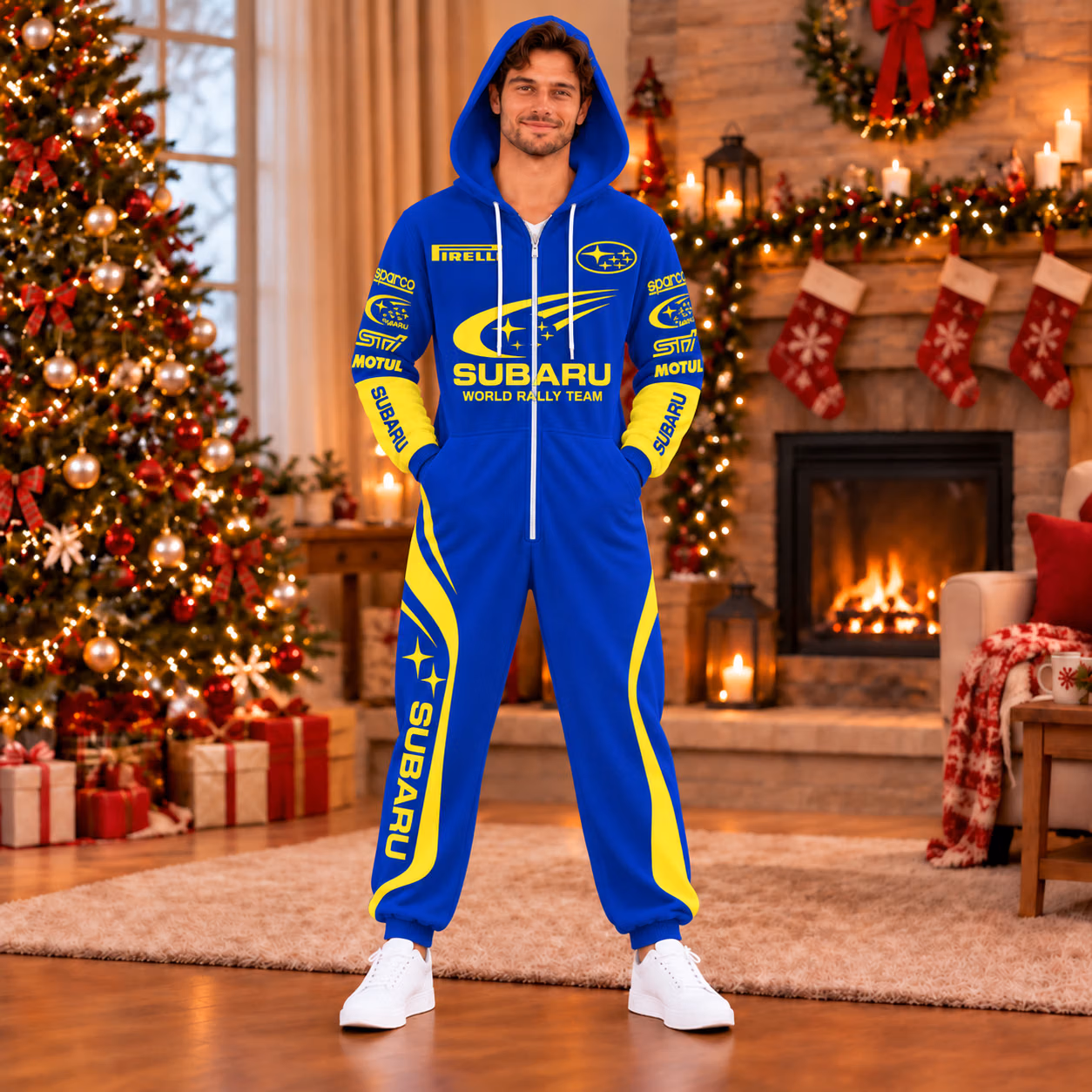 Alternative view of Colin McRae Subaru 555 Team Rally Team Custom Racing Onesies Pajamas
