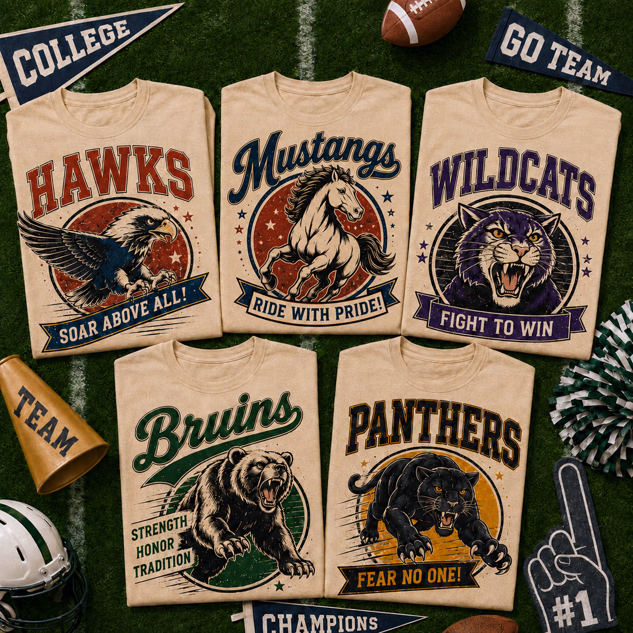 Cool Custom College Shirt - Trendy Vintage Mascot School Spirit Outfit