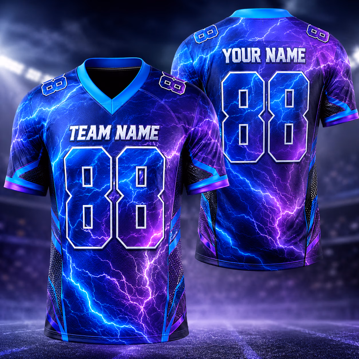 Cool Custom Football Jersey - Trendy Lightning Graphic Game Day Outfit