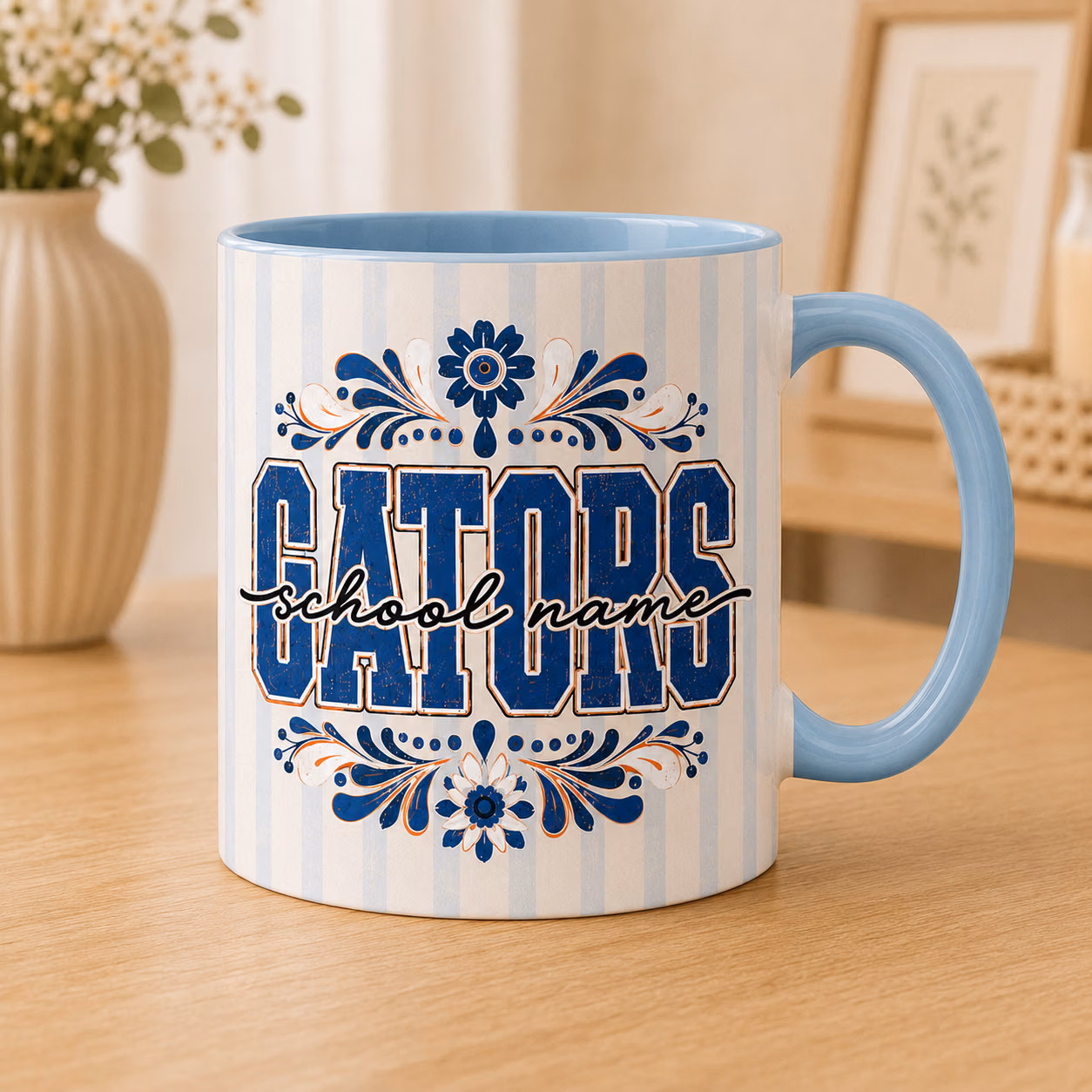 Custom College Accent Mug - Retro Floral School Spirit Cup 7 Custom College Accent Mug - Retro Floral School Spirit Cup - Image 7