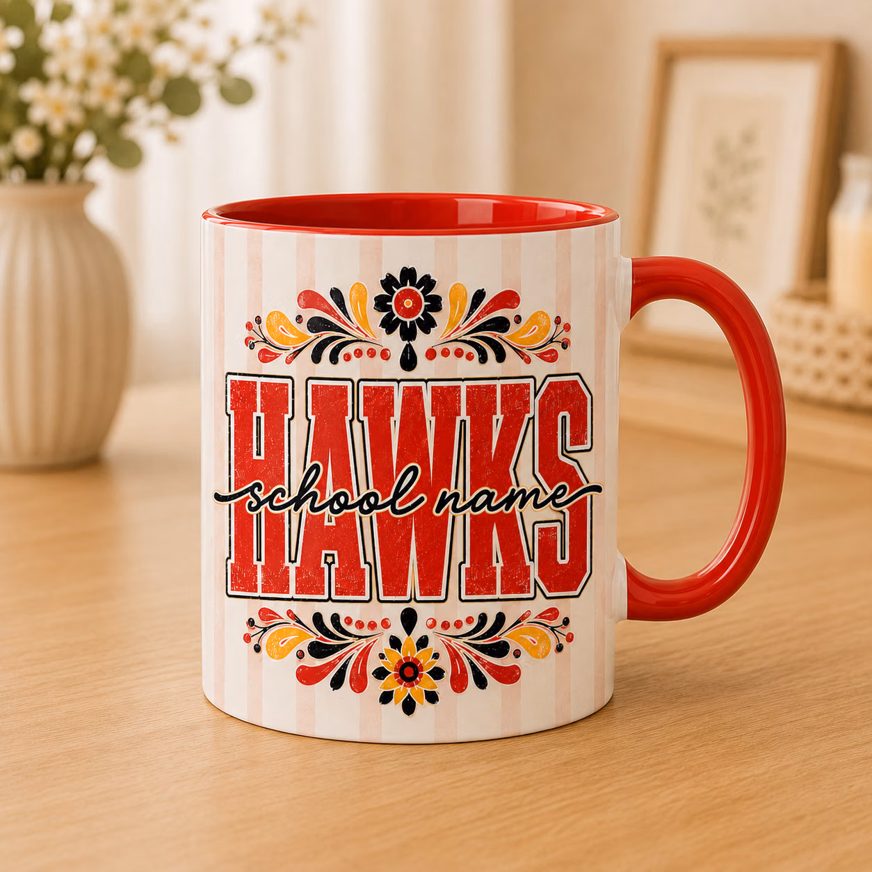 Custom College Accent Mug - Retro Floral School Spirit Cup 3 Custom College Accent Mug - Retro Floral School Spirit Cup - Image 3