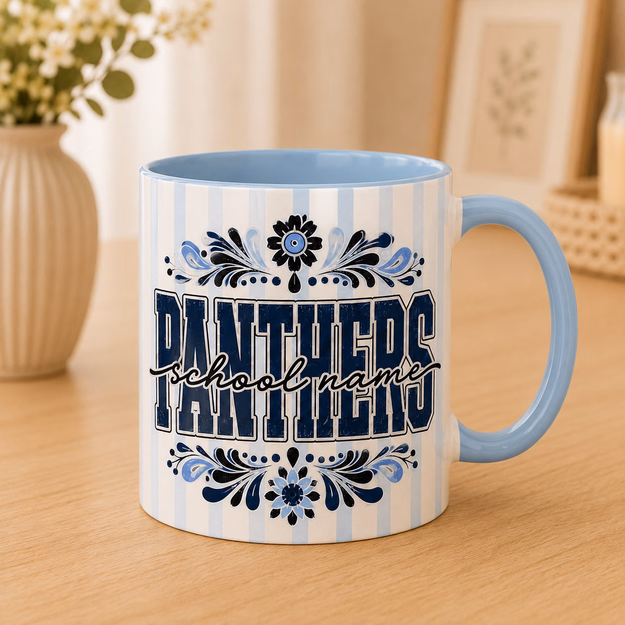 Custom College Accent Mug - Retro Floral School Spirit Cup 8 Custom College Accent Mug - Retro Floral School Spirit Cup - Image 8