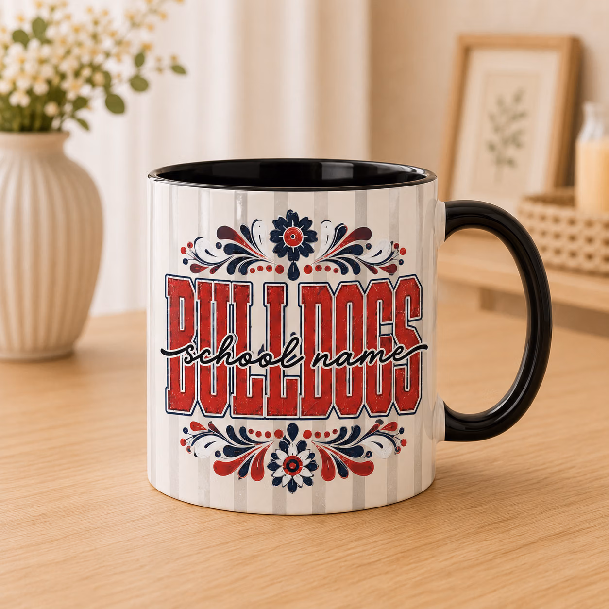Custom College Accent Mug - Retro Floral School Spirit Cup 5 Custom College Accent Mug - Retro Floral School Spirit Cup - Image 5