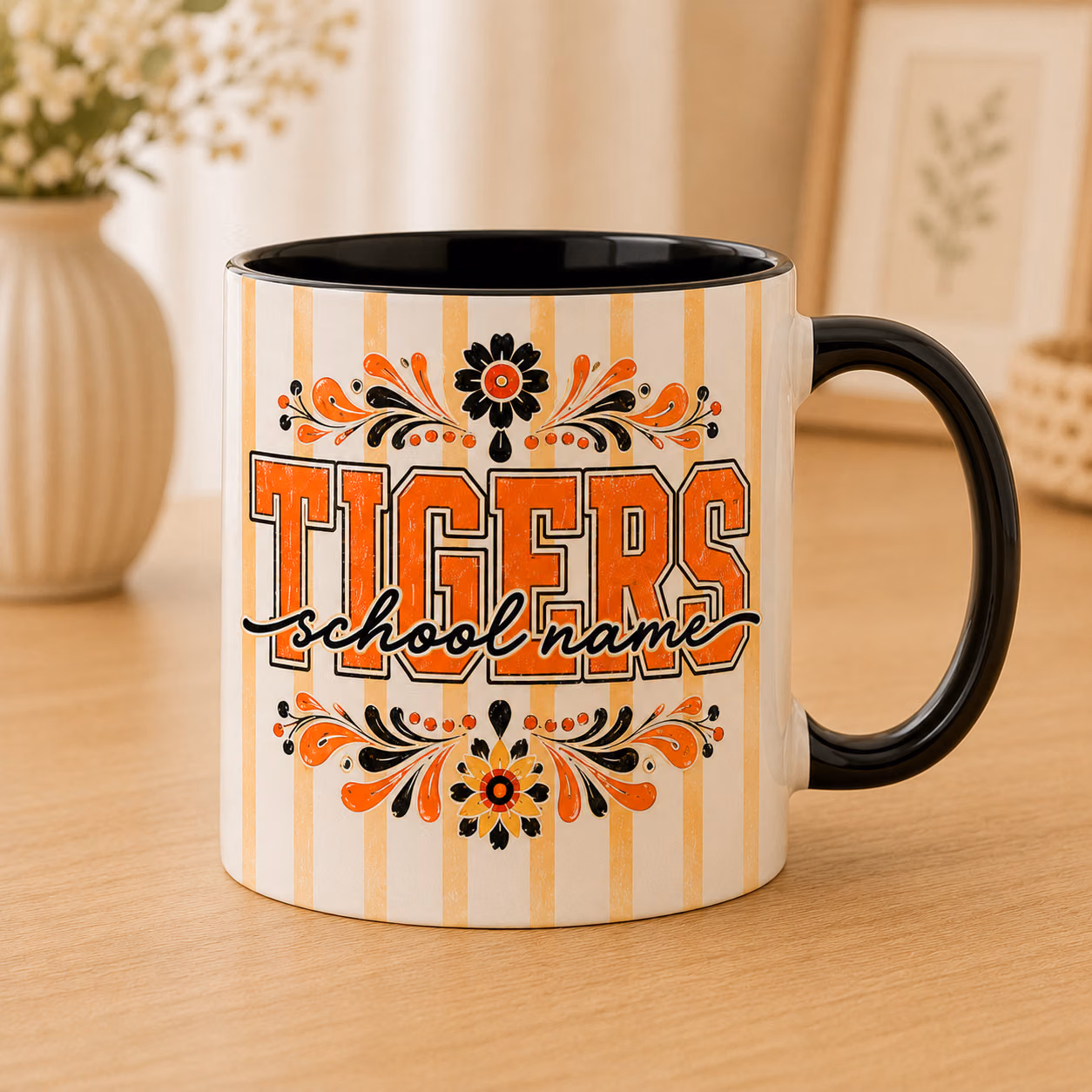 Custom College Accent Mug - Retro Floral School Spirit Cup 6 Custom College Accent Mug - Retro Floral School Spirit Cup - Image 6