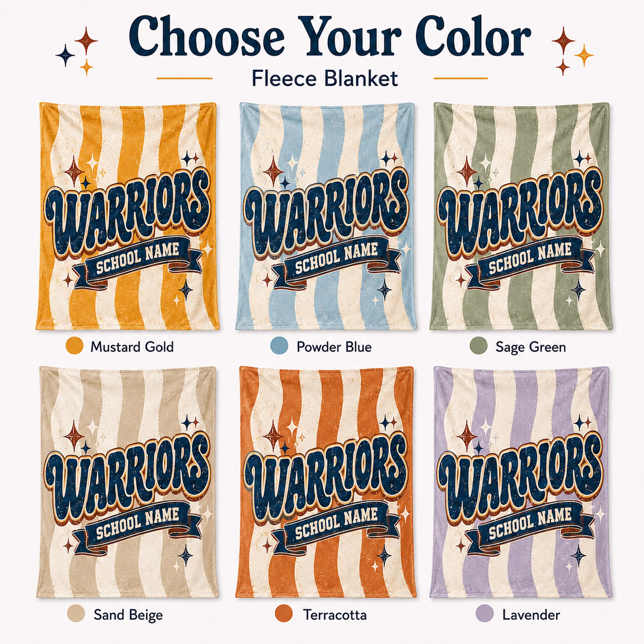 Custom College Blanket - Retro Groovy Mascot School Spirit Fleece