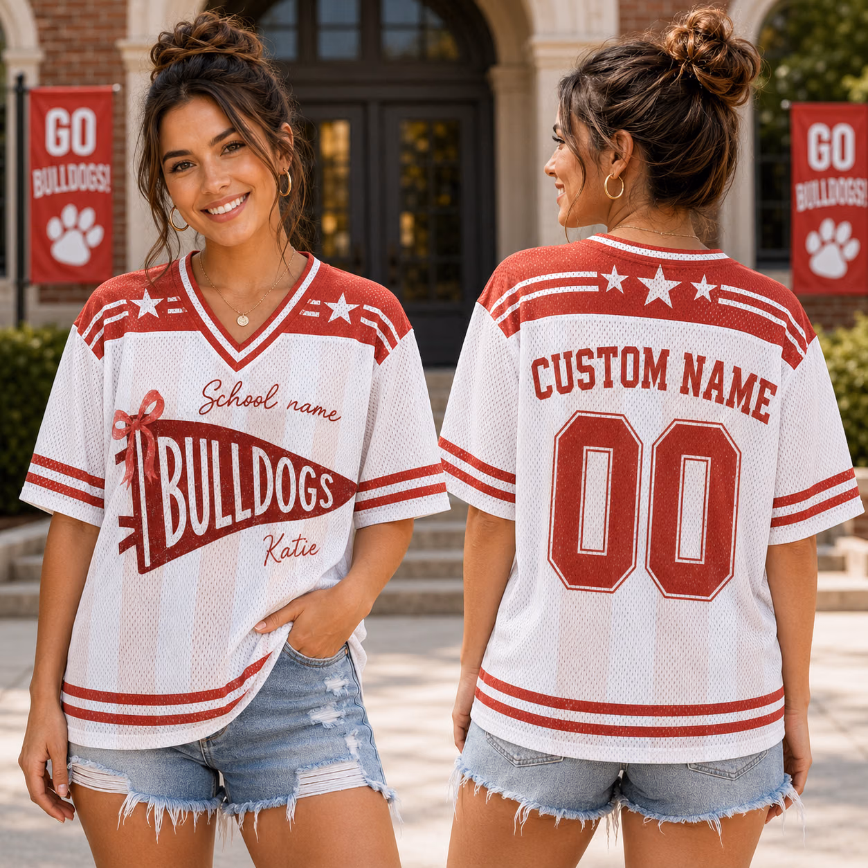 Custom College Football Jersey - Personalized Bow Pennant School Shirt 4 Custom College Football Jersey - Personalized Bow Pennant School Shirt - Image 4