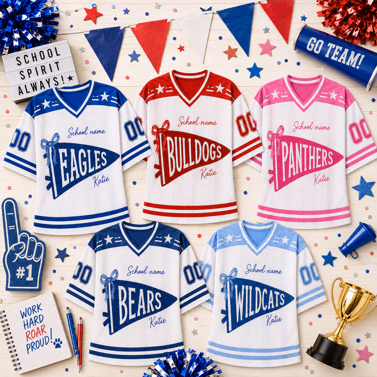 Custom College Football Jersey - Personalized Bow Pennant School Shirt
